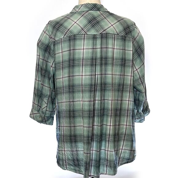 Catherines Plus Plaid Studded Shirt 1X - Picture 2 of 8